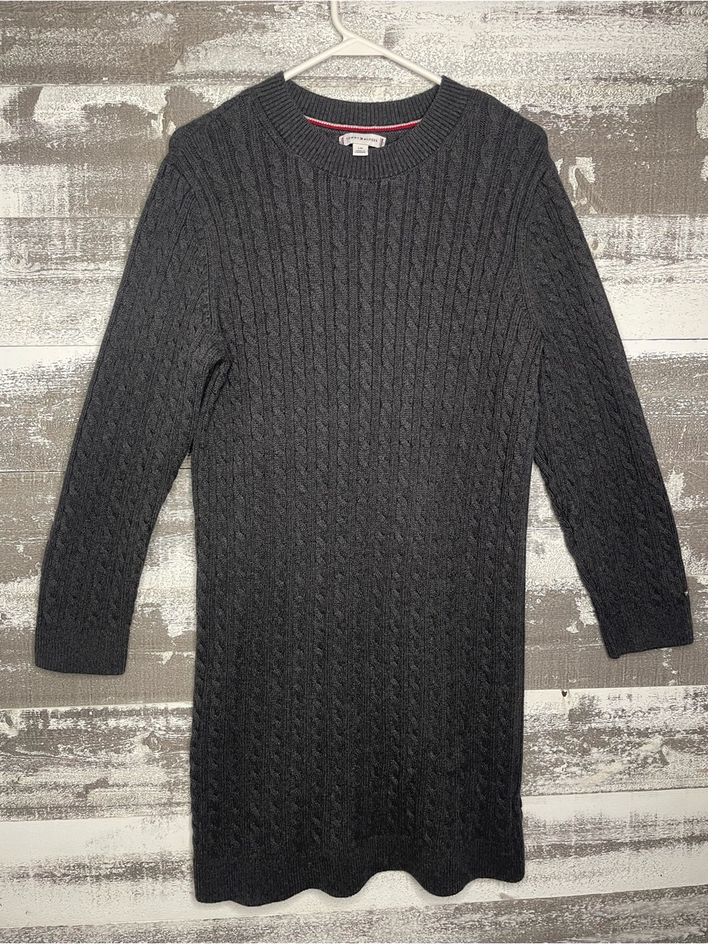 Tommy Hilfiger Gray Cable Knit Sweater Dress